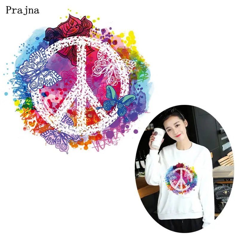 Праджня любить мир патч железа на переводы для одежды в полоску Термальность