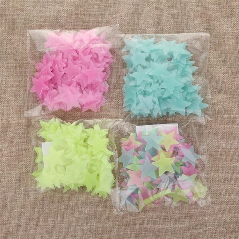 Светящиеся наклейки из ПВХ в виде звезд 50 шт. светящиеся темноте ФЛУОРЕСЦЕНТНОЕ