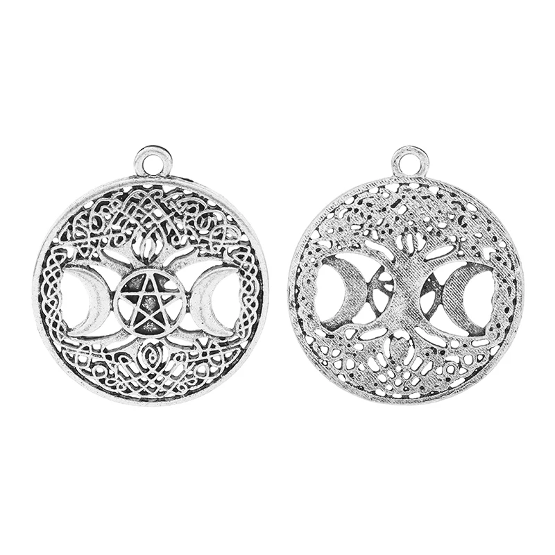 ZXZ 10 шт. тибетское серебро кельтика дерево жизни Тройная Луна богиня раньше для ожерелья ювелирные изделия