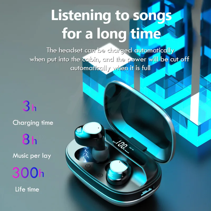 

TWS Bluetooth V5.0 Wireless Earphone IPX7 Waterproof Earbuds Noise Cancelling Gaming Headset with 2000mAh Charging Box for Phone