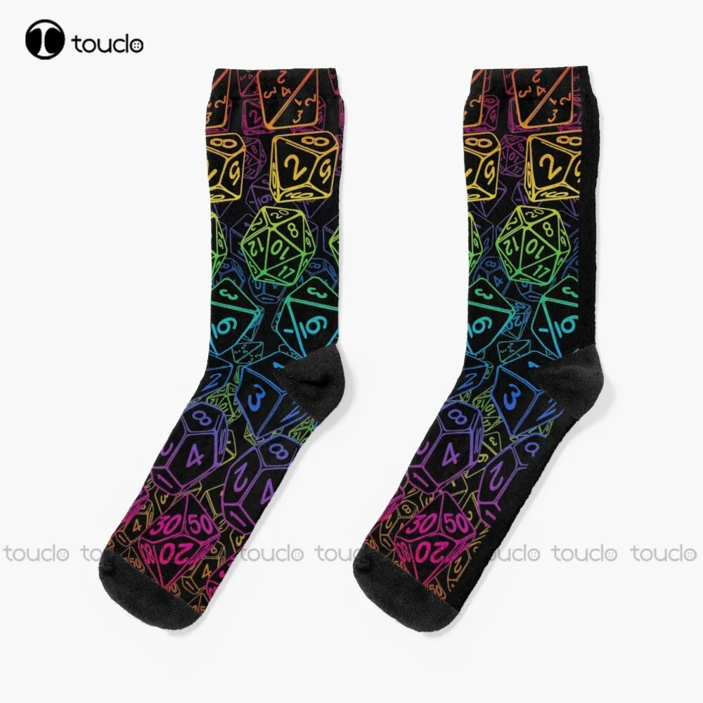 

Dice Pattern D20 Rainbow Socks Workout Socks Women Christmas New Year Thanksgiving Day Gift Unisex Adult Teen Youth Socks Custom
