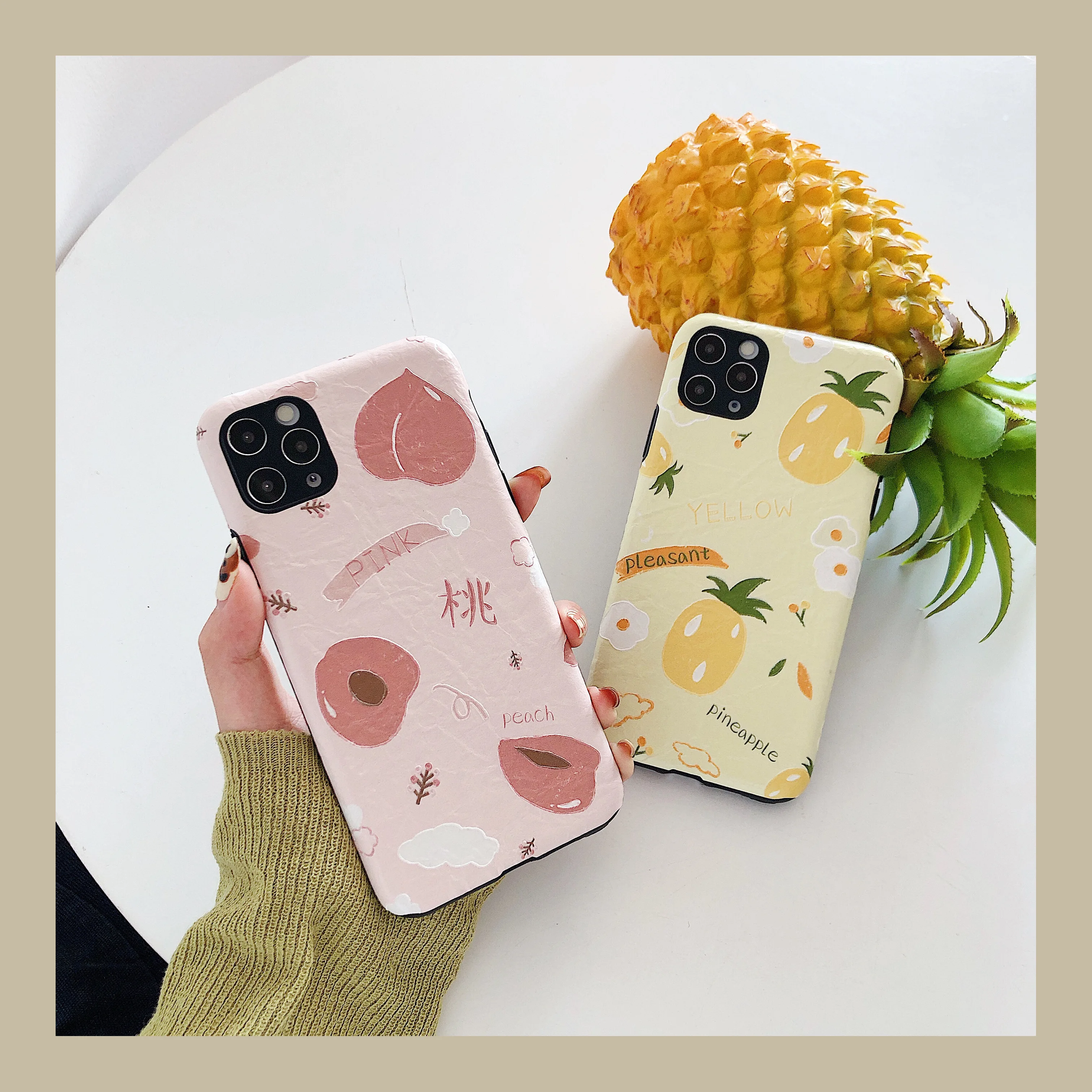 

Fresh peach pineapple suitable for iphone11ProMax mobile phone case 7 / 8plus x xsmax xr protective cover
