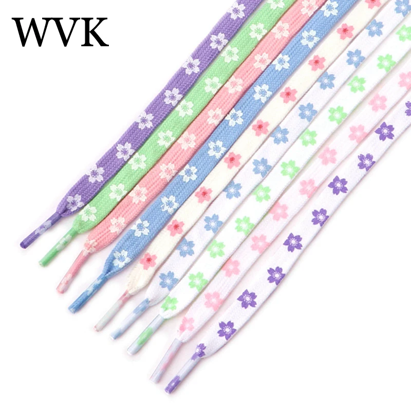

Шнурки для обуви WVK Sakura, плоские маленькие маргаритки, шнурки для обуви с высоким верхом, холщовые шнурки для кроссовок AF1, шнурки для обуви 100/120/140/160 см