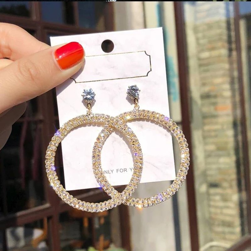 Style4 Golden Модные геометрические серьги с кристаллами для женщин, трендовые квадратные круглые Висячие серьги, золотые серебряные Серьги Brincos Boho Jewlery - Окраска металла: Style4 Golden