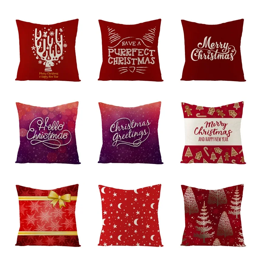 Сосна лук Подушка в виде Луны крышка Nordic Стиль Красная рождественская Чехол