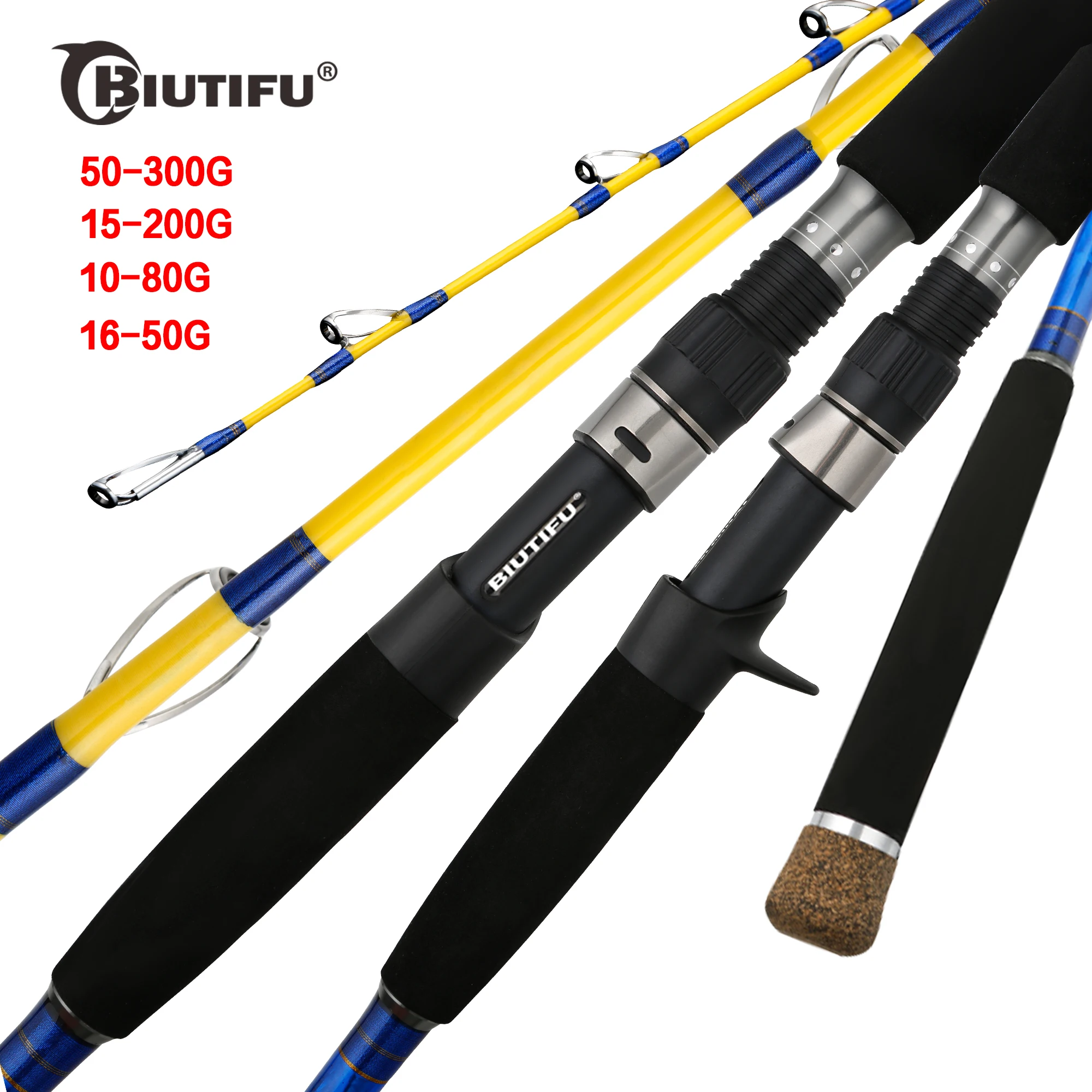 

BIUTIFU Slow Jigging Casting Spinning Fishing Boat Rod 1.5 1.7 1.9m 30TCarbon Fiber Lure 10-300g Saltwater Jigger Sea Ocean Pole