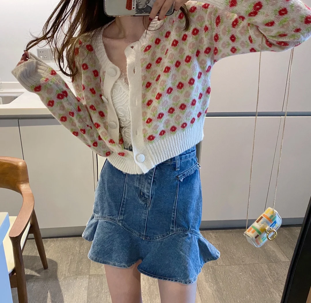 

Fishtail Denim Skirt Women's Skirt 2021 Spring and Summer New Retro High Waist Slimming Ruffled Hip Skirt Girls Mini Jean Skirt