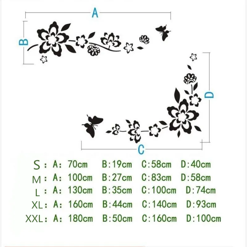 

3D DIY Wall Sticker Black Flower Vine Wall Decals For TV Background Wallpaper Poster Room Decorations Sticker Mural Modern Style