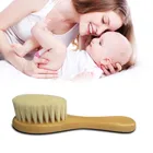 Щетка для ухода за младенцами, деревянная расческа из натуральной шерсти для младенцев, массажер для головы, 2021