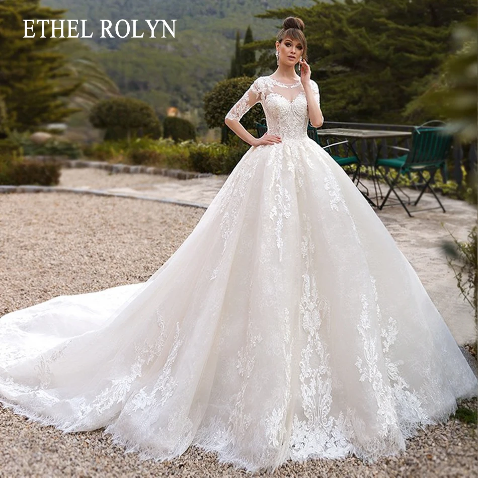 

ETHEL ROLYN Ball Gown Wedding Dress 2023 Luxury Long Sleeve Beading Appliques Lace Princess Royal Bridal Dress Vestidos De Novia