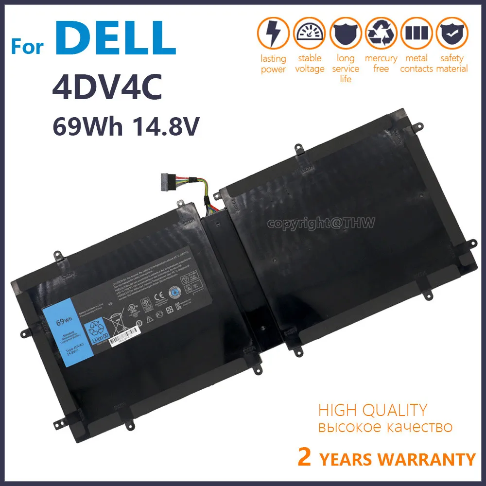 

100% подлинный 4DV4C Аккумулятор для ноутбука 14,8 в 69WH для Dell XPS18 1810 1820 серии Tablet 63FK6 D10H3 063FK6 Batteira