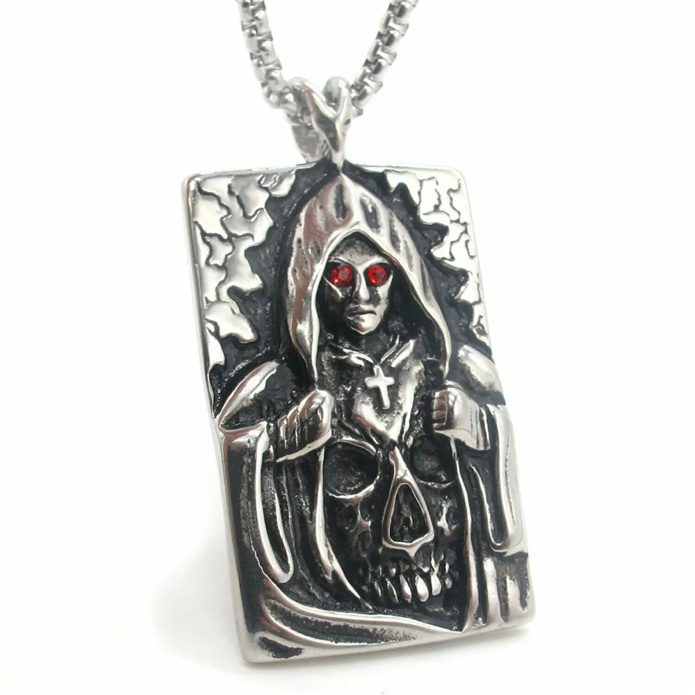 

Mens Stainless Steel Skull Boxing Punk Biker Pendant Necklace Men Jewelry