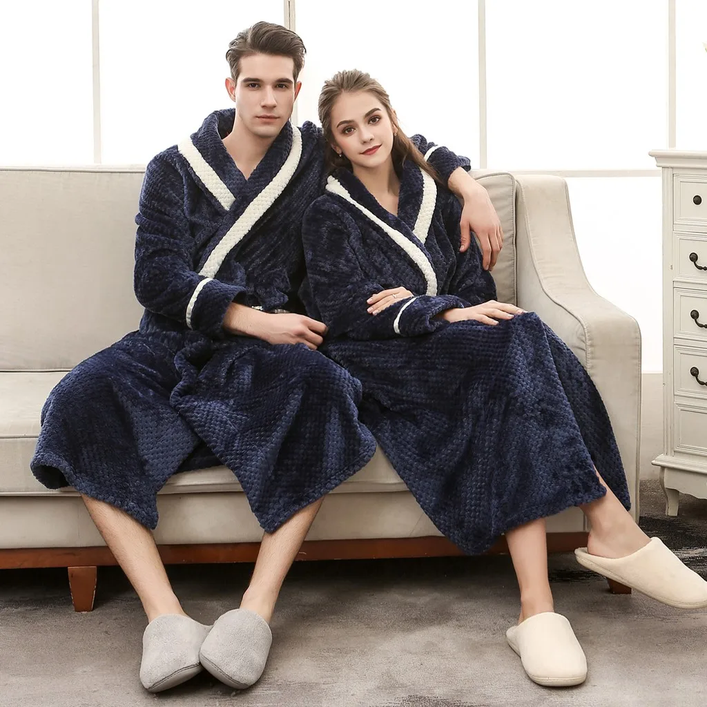 Пижамы для женщин Халат теплый халат пар зимние толстовки с капюшоном удлиненный