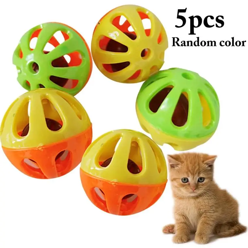 

5pcs Cat Bell Toy Funny Kitten Chasing Toy Cat Interactive Toy Cat Jingle Ball Toy Kitten Chew Toy Pet Supplies Random Color