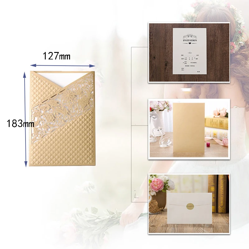 1 шт. синий образец лазерная резка Флора свадебные пригласительные открытки