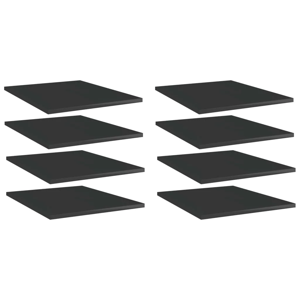 

Bookshelf Boards 8 pcs High Gloss Black 15.7"x19.7"x0.6" Chipboard