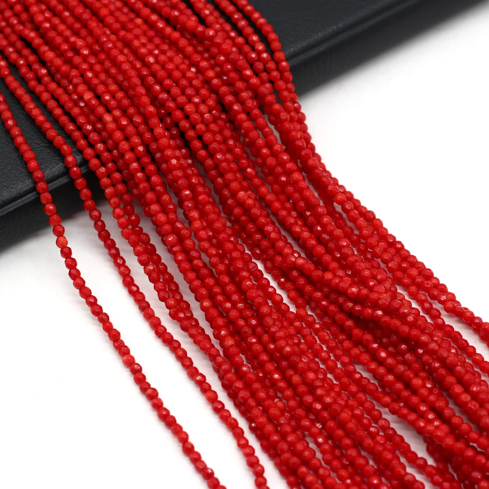 

Hot Sale Faceted Artificial Red Round Coral Spacer Loose Beads for Jewelry Making Necklace Bracelet Accessories Size 3mm