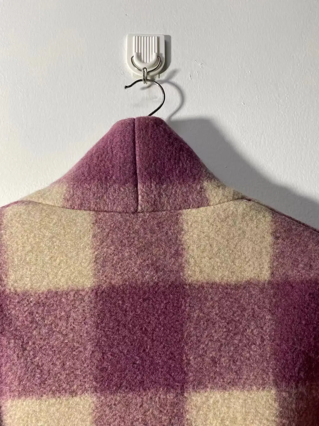 

Women Woolen Coat Single Breasted Pink Plaid Female Jacket with Pockets 2021 Autumn Winter New