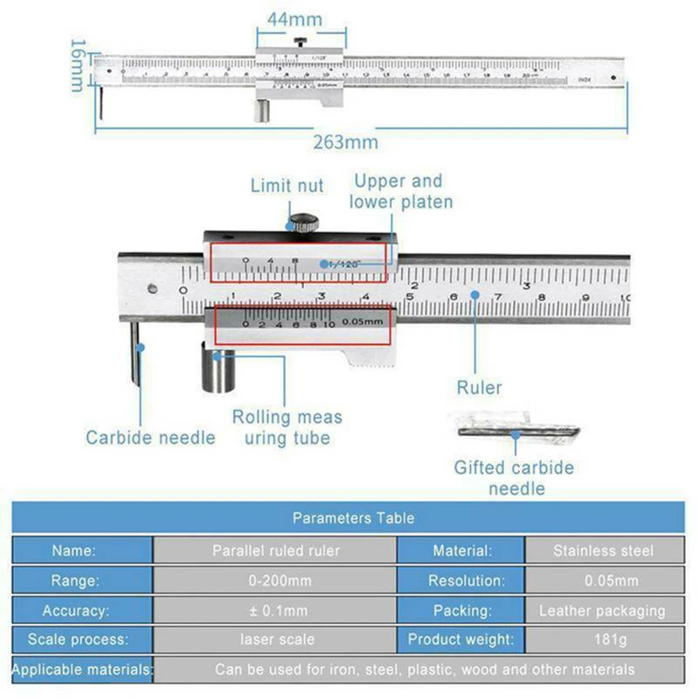 

Reliable Hot Marking Gauge Accurate Vernier Caliper 200mm Stainless Steel