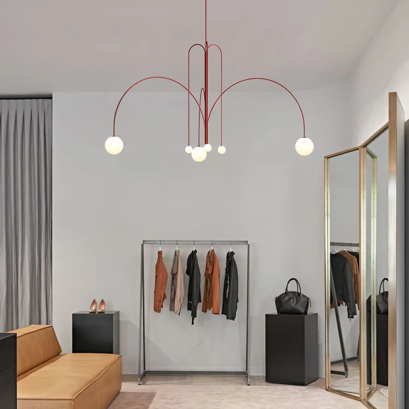 Nordic Minimalist Designer Line Chandelier Living Room Coffee Shop Hanglamp Loft Decor Luminaire Suspendu Hanging Light Fixture | Освещение