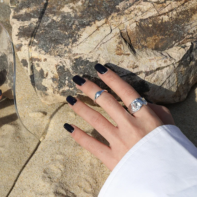 

Trendy Rings Sterling Silver 925 Irregular Minimalist Personalited Adjustable Ring For Women Bijoux Femme Argent Fine Jewellery
