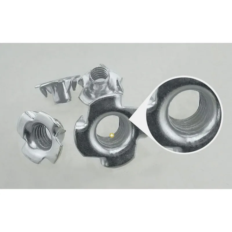 100 шт./компл. оцинкованные Т-образные гайки 4 зубчатые тройники четырехкулачковые