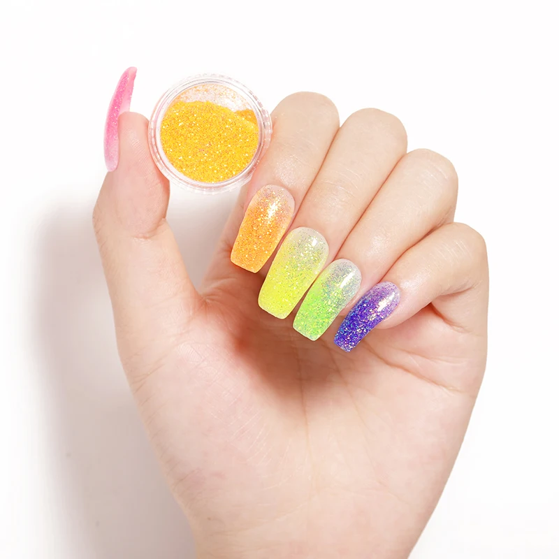 1g/Box Fluorescent Sugar Nail Art Glittery Powder Dust Sequins Candy Colors Iridescent Sparkling Decoration for Tips | Красота и