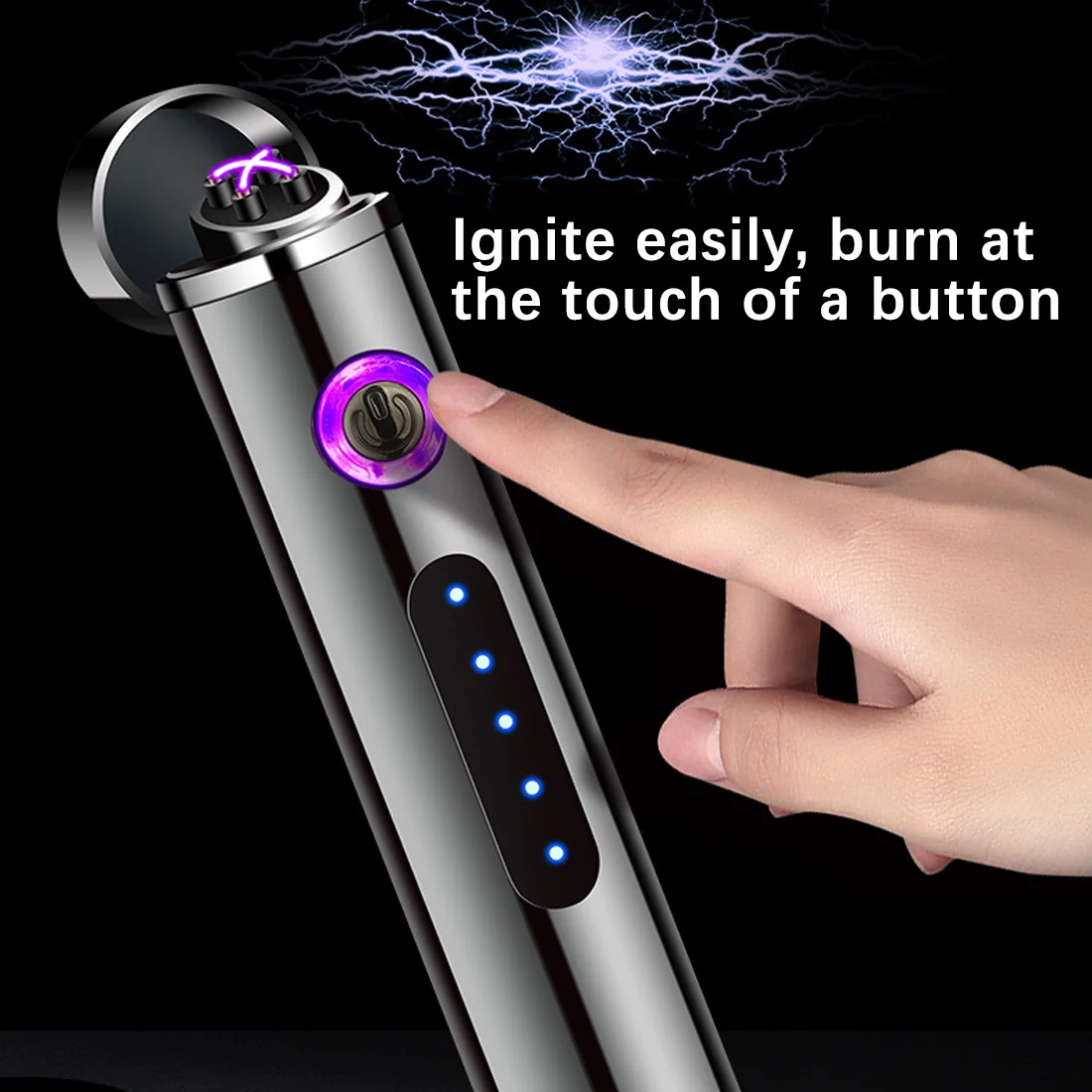 Ветрозащитная электрическая металлическая зажигалка для курения плазменная с