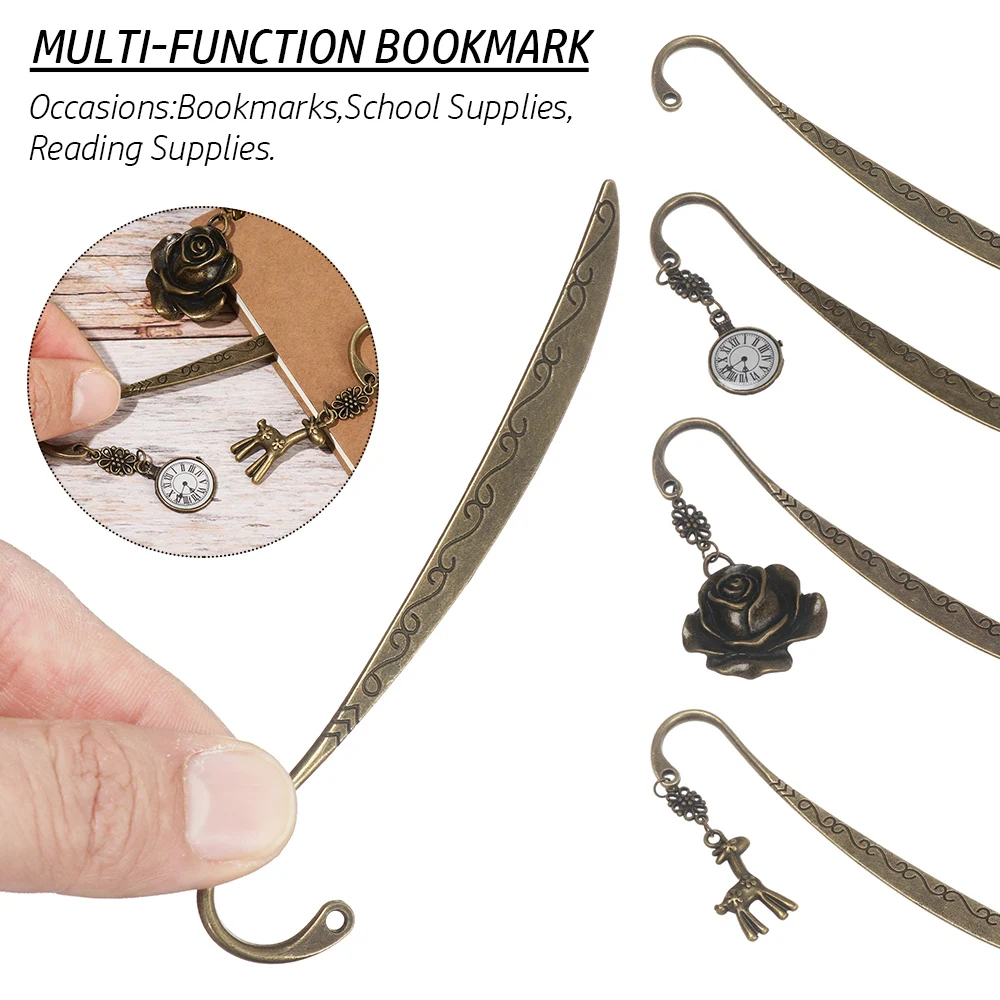 1 шт. творческий ретро металл розовое часы закладки с подвеской нежный отделения