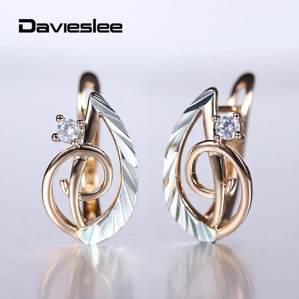 Женские серьги гвоздики из розового золота 585 пробы белый цвет прозрачный