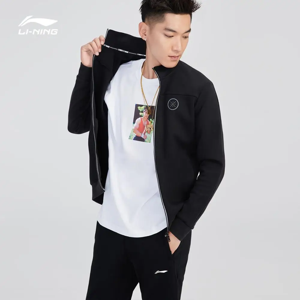 Свитер серии Li-Ning Wade, Классический крой, 66% полиэстер, 34% хлопок, застежка-молния, подкладка, Спортивная Толстовка, топы AWDN905 MWW1451