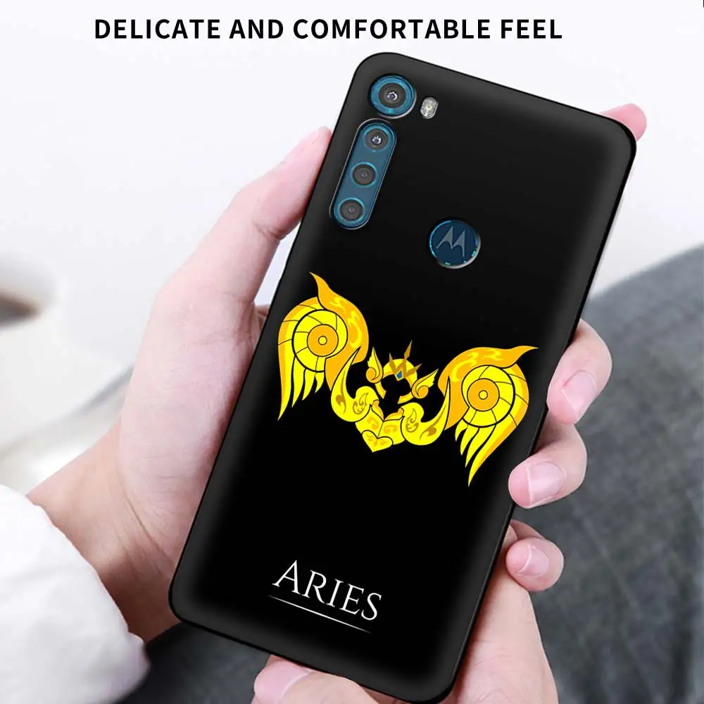 

Phone Case For Motorola One Fusion G9 Play G8 Power Edge Plus E6s G Stylus Black Soft Mobile Cover Anime Saint Seiya Logo