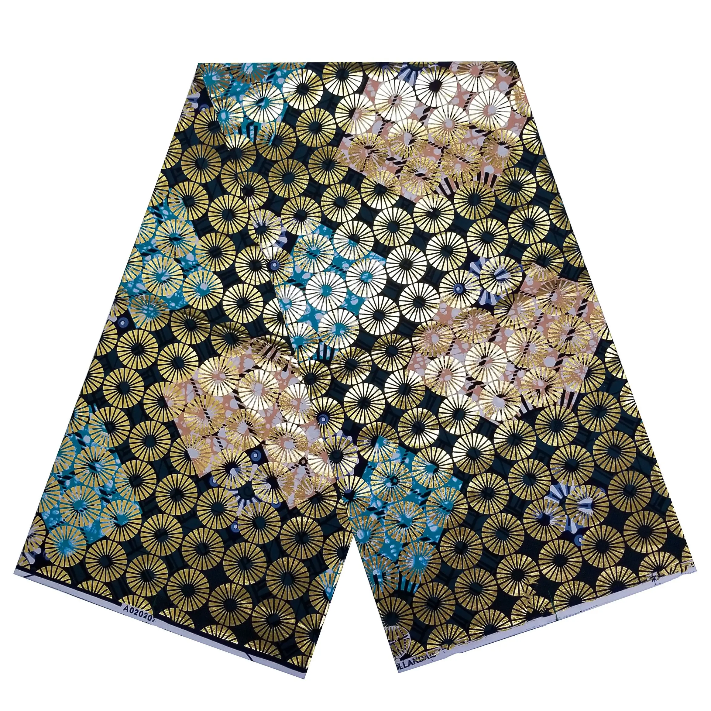 

100%Cotton Veritable Original Nigerian Sewing Material Real Grand Gold Wax African Dye Ankara Print Fabrics Textile For Dresses
