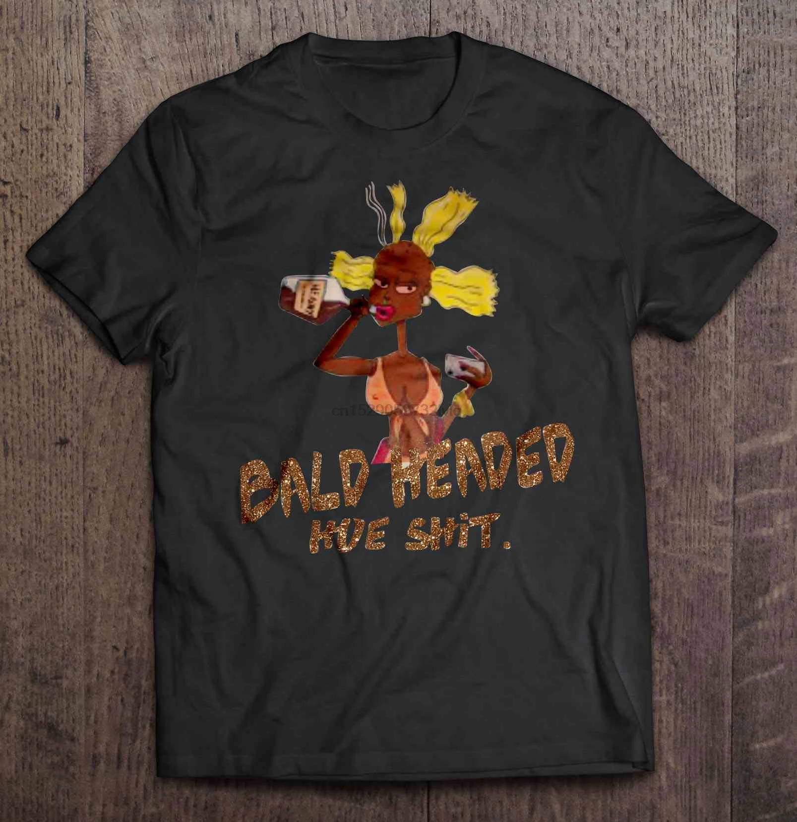 Мужская забавная футболка модная лысый головый мотыга чёрная женская версия -