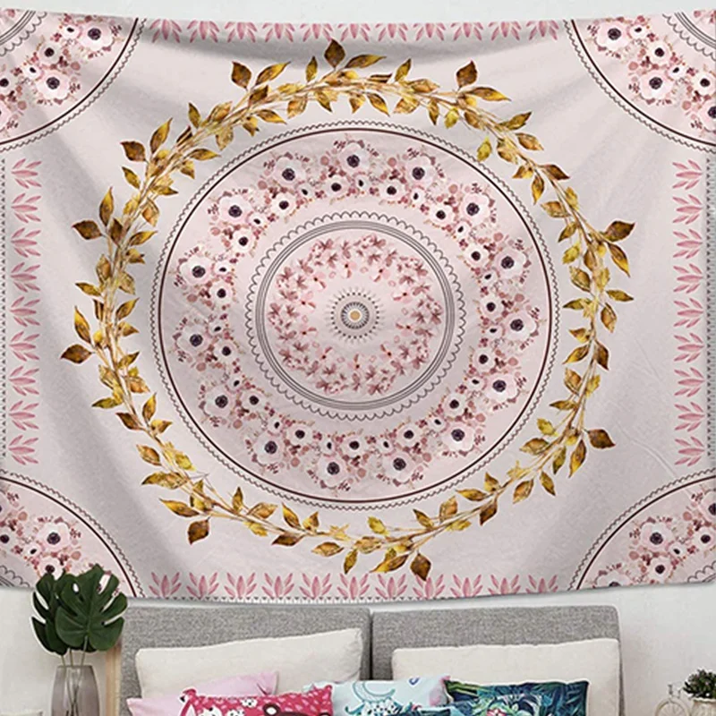 

Pink Tapestry Wall Hanging Bohemian, Mandala Floral Tapestry Wall Decor Blanket for Bedroom Home Dorm