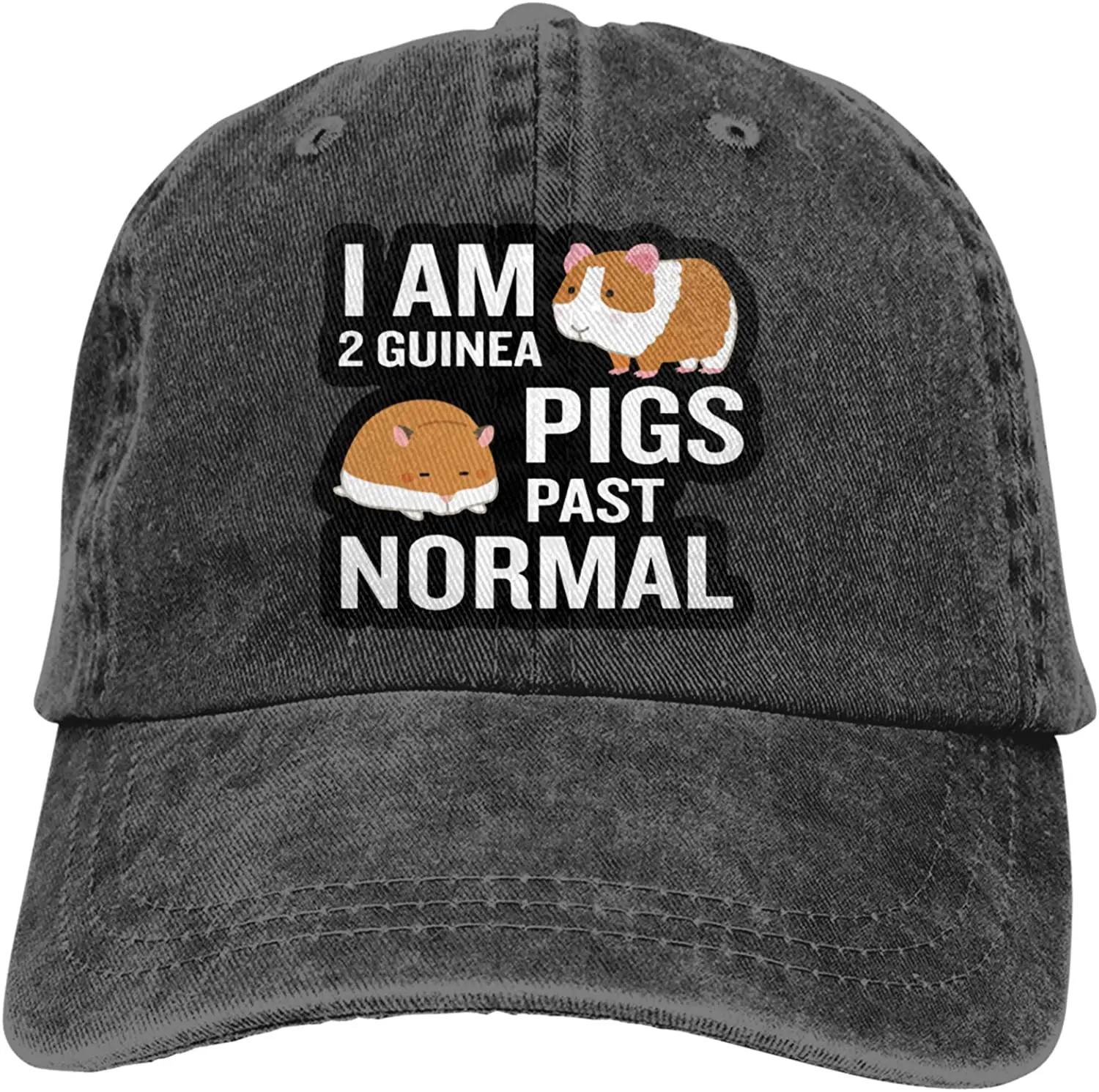 

I Am 2 Guinea Pigs Past Normal Sports Denim Cap Adjustable Snapback Unisex Plain Baseball Cowboy Hat