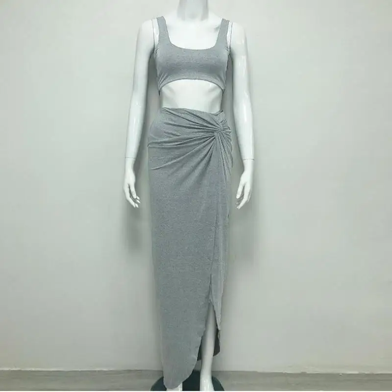 

Genayooa Sexy 2 Piece Set Women Casual Crop Tops And High Waist Skirt Two Piece Set Top And Skirt Summer Suits For Women 2019