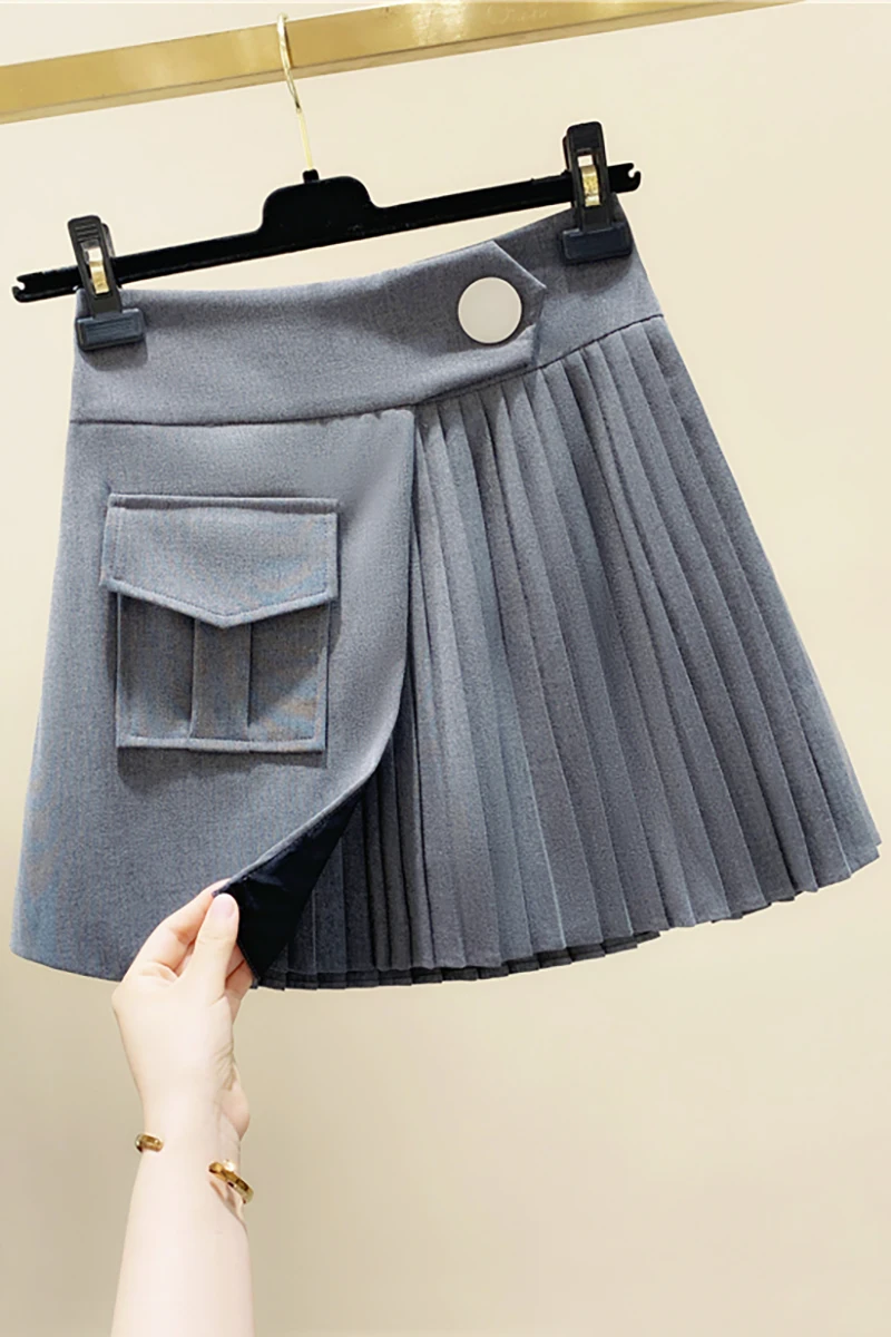 

Irregular Short Skirt for Women 2021 Summer New Korean Style High Waist A- Line female mini Skirt Pleated Skirt Mujer Faldas