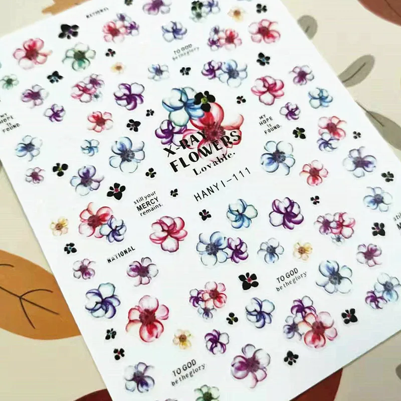 

Newest Red Flower 3D Self Adhesive Back Glue Decal Stamping DIY Decoration Tools Nail Stickers hanyi-184 183