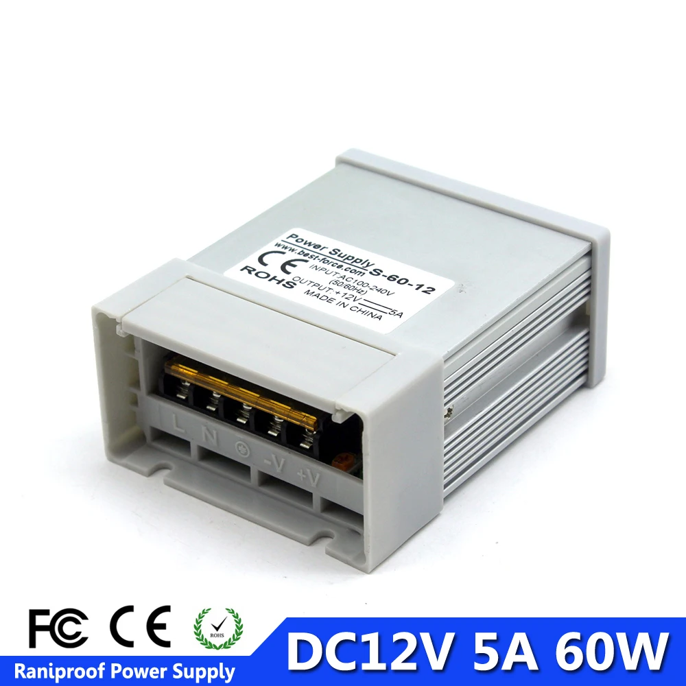 Светодиодный Питание 12VDC 5A 60 Вт AC/DC 12 В импульсный источник питания вольт