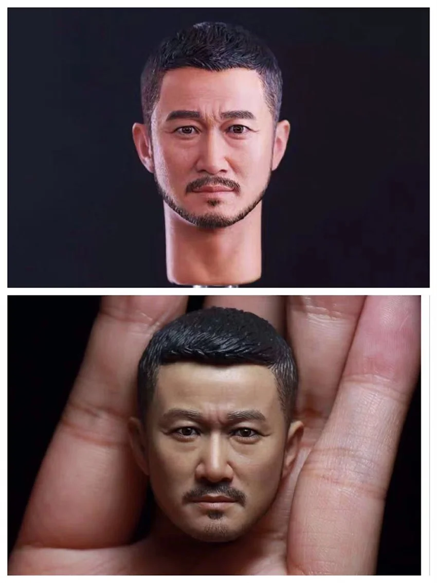 

Soldier 1/6 Scale Asian Star Wu Jing Tough Guy Head Sculpture Two Models for 12" Action Figure Body Doll
