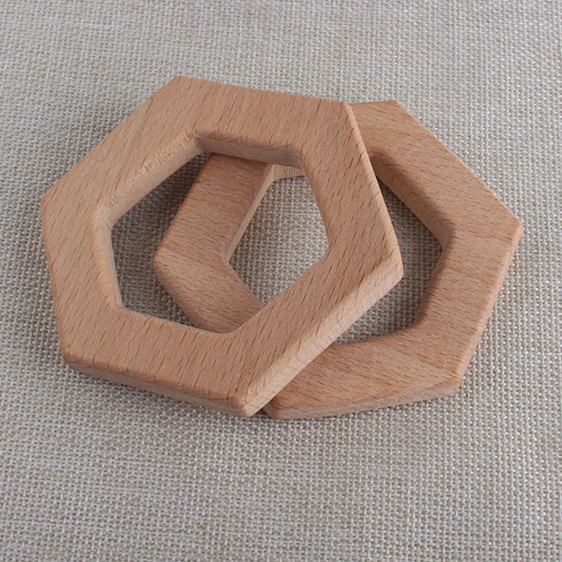 

3Pcs/lot Hexagon Wooded Baby Teether Infant Personalised Teething Toys Newborn DIY Pacifier Clip Chain Accessories Mordedor Bebe