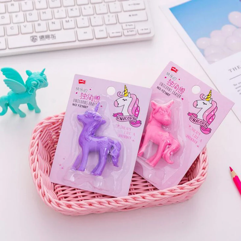 Милые ластики в виде единорога ярких цветов Мультяшные Ластики для детского сада
