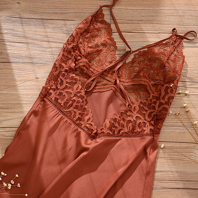 

Summer Sexy Night Dress Lace Nightgow Women New Lingerie Backless Lace V-neck Nightwear Seats Nightwear