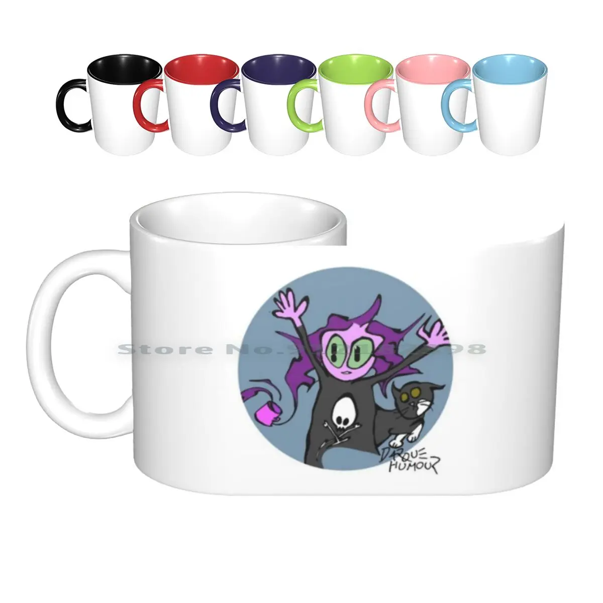 

Кошачьи, кофейные и керамические кружки, кофейные чашки, Кружка для молока и чая, кофейная девушка с черепом, креативные кофейные привязки с ...