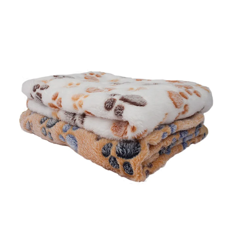 Pet Soft Blanket Winter Dog Cat Bed Mat Foot Print Warm Sleeping Mattress Small Medium Dogs Cats Coral Fleece Supplies|Дома конуры и