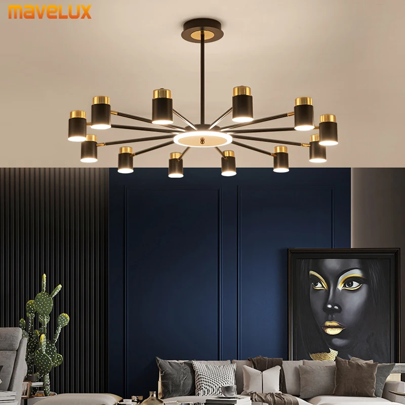 

Светодиодные люстры в скандинавском стиле, потолосветильник светильники черного/золотого цвета для столовой, комнаты, комнаты, виллы, гостиной, фойе, комнатные лампы для украшения дома