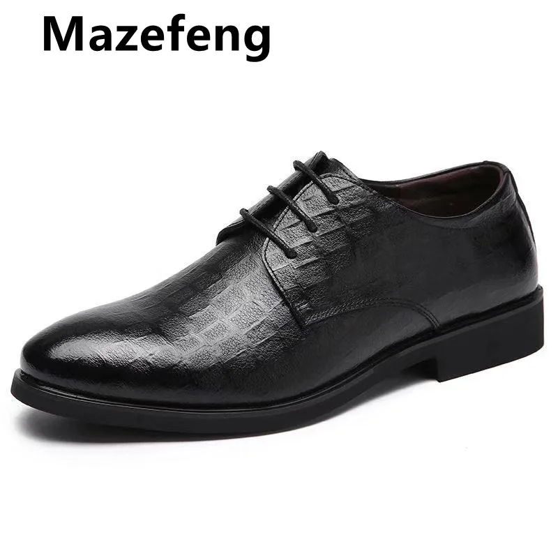 

Новая мужская классическая обувь Mazefeng, Высококачественная кожаная деловая обувь для мужчин, большие размеры 38-48, оксфорды для мужчин, модна...