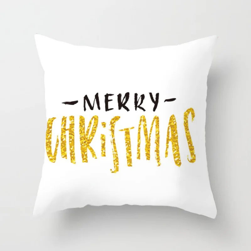

45x45cm Christmas Pillow Covers White Black Gold Letter Merry Christmas Throw Pillow Case Home Decoration Decorative Pillowcase