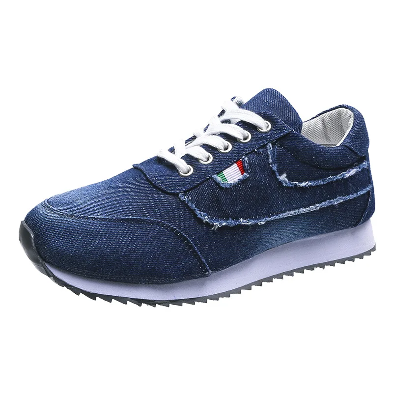

2021 Cowboy Women's Single Shoe Large Size Sneaker Leisure Flat Cowboy Woman's Quality sneakers denim Shoe Big Size Canvas Shoe